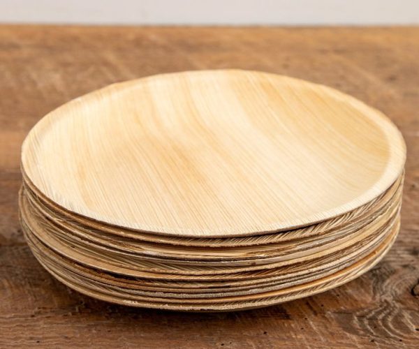 Palm Leaf Round Plates, Set of 12 - 8 Inch